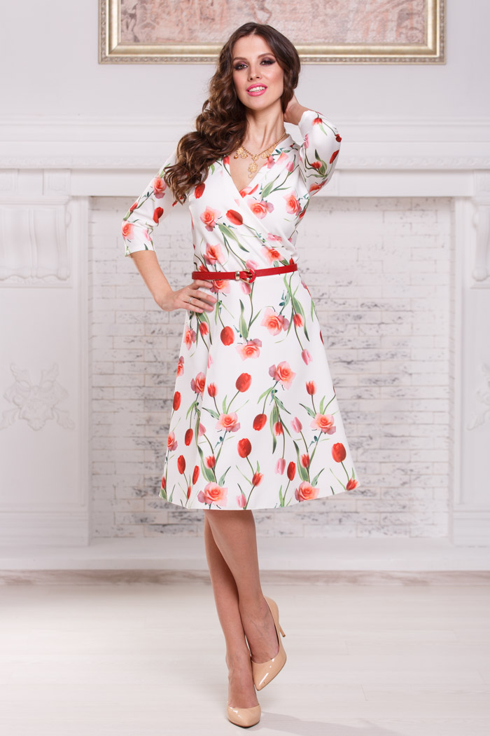 Фото товара 17840, платье с тюльпанами